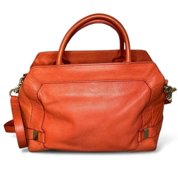 Botkier red Orange Leather Handbag satchel quiet luxury crossbody purse - Picture 5 of 11